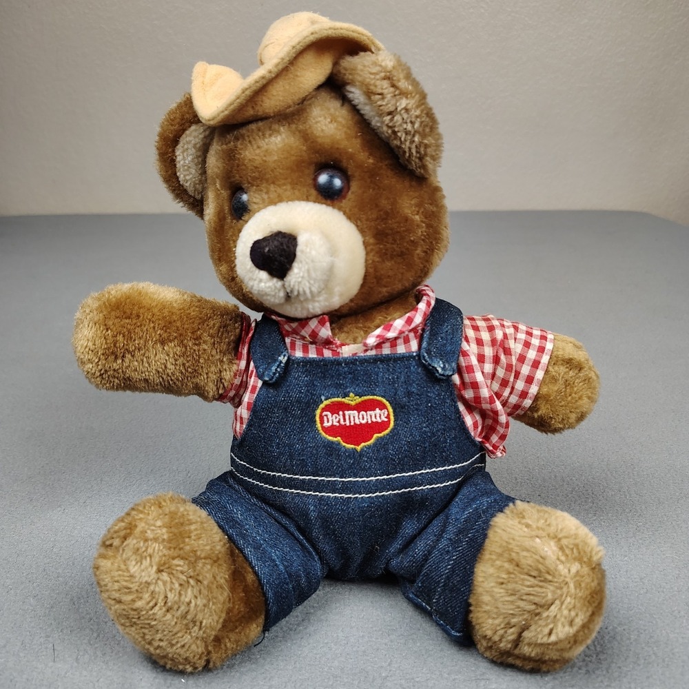 Vintage Del Monte Country Yumkin Brawny Bear 80s Stuffed Animal 10" Collectible
